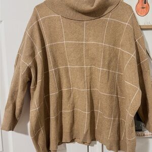 LOFT Tan Cowl Neck Sweater